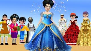 Scary Teacher 3D vs Squid Game Paint Princess Dress Style Nice or Error Dress Room 5 Times Challenge