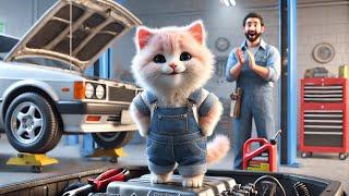 The Adorable Strawberry Kitten Car Mechanic