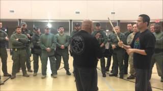 GM Bobby Toboada demonstrates Balintawak Arnis to various SWAT operators.