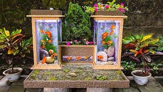 Make an amazing twin tower aquarium from cement very easy