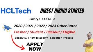 HCL Tech Off Campus drive 2023,2022,2021,2020 Batch - HCL Direct hiring | 4LPA️ #jobswithshubham