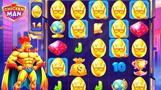 CHICKEN MAN SLOT HITS BIG WILD LINES - (BACKSEAT GAMING)