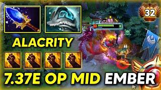 7.37e OP MID By AlaCrity Ember Spirit Aghs Scepter + Shiva's Guard Build 100% Show no Mercy DOTA 2