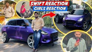 Karol Bagh Public Reaction On Modified Purple Swift 20 inch Alloy Wheels || Tarun Vlogs3445