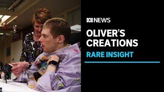 Non-visual artist Oliver Mills shares his creative process through a speech generator | ABC News