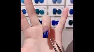 Klein blue nail gel polish blue Crystal nail art design