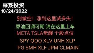 第675期「幂笈投资」空头手痒，别急！ | 原油回调可期，等这个位置上车！（重点 | META TSLA觉醒  | SPY QQQ XLV UNH XLP PG SMH XLF JPM CLMAIN