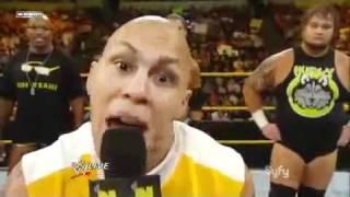 Kaval (low-ki) mentions TNA (Total Nonstop Action) in a rap on WWE NXT.