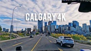 Drive in Downtown - Calgary Canada - 4K