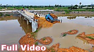 Nice Good Job.!! Both Sides Construction Bridge Space Filling Us SoilsRock and Dozer Truck Dumping