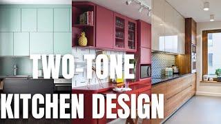 Two-Tone Trendy Kitchen Design. Colorful Kitchen Inspiration Ideas.