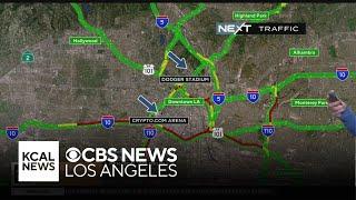 A look at Los Angeles traffic maps for Friday’s event-packed night