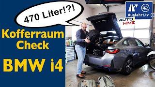 Kofferraum-Check: BMW i4 g26 2023 - was passt in den Kofferraum? Fahrrad? Leiter? Koffer? Taschen?