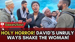 Christian Lady Shaken By Weird David's Wild Behavior While Talking To Usman Ali | Stratford Dawah