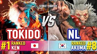 SF6  TOKIDO (#1 Ranked Ken) vs NL (#8 Ranked Akuma)  Street Fighter 6 High Level Gameplay