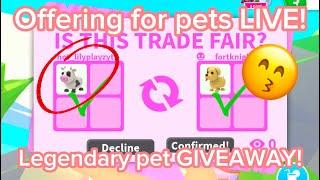 LIVE!IM GIVING AWAY A 100 PETS RIGHT NOW!!!! GETTING A BAT DRAGON! ADOPT ME TRADING!