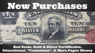 New Purchases - Red Seals, Gold & Silver Certificates, Educational, "Tombstone", & More Paper Money