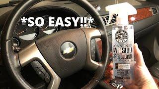 *How To Clean The STICKY GRIME Off Of Your Car's Dirty STEERING WHEEL And Buttons/Controls!!*