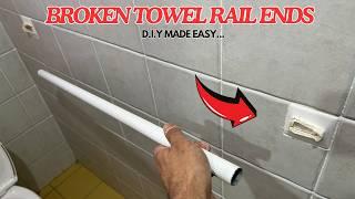 How to replace broken towel rail bar - Tile rail ends