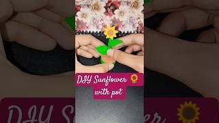 DIY sunflower with pot making@Crafterkashish-19  #diy #easydiy #craft #flower #shorts #clay