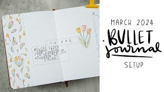 March 2024 Bullet Journal Setup | Tulip Theme | Archer & Olive B6 Journal