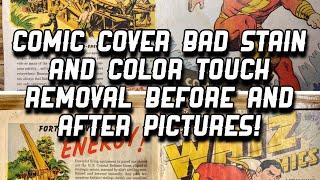 Comic Cover Bad Stain And Color Touch Removal Before And After Pictures!