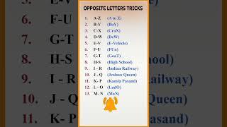 OPPOSITE LETTERS कैसे याद करें/ REASONING TRICKS/ CODING DECODING TRICKS