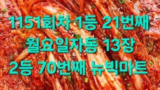 1151회차 월요일자동 13장 1등 21번째, 2등70번째 뉴빅마트