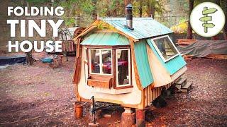 Amazing FOLDING Tiny House Built with Reclaimed Materials - Full Tour