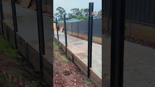 Colorbond fence with Sleepers wall, #fenceinstallation  #Colorbond #Landscaping #homeimprovement