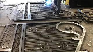 Wrought iron driveway gate fabrication