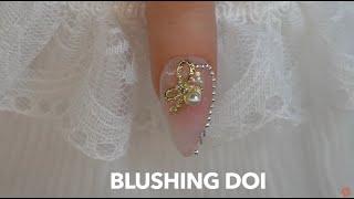 DOI Blush nail art creation with Nailbayo's DOI gels and products