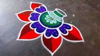 2025 pongal pot rangoli/5*3 sankranti chukala muggulu/bhogi kundalu muggulu/super Amazingrangoli