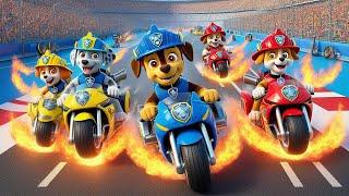 Paw Patrol Ultimate Rescue | All Paw Patrol Dogs Join Motorcycle RaceVery Funny Story | Rainbow 3