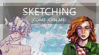 SKETCH WITH ME! Filling out sketchbook pages and chilling