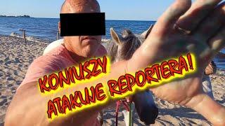 człowiek wprowadzający konia do rezerwatu i na plażę atakuje fizycznie reportera!