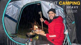 Night Camping In Heavy Rain At Tral Kashmir || Relaxing Feel Camp || The Umar