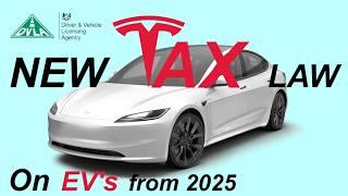 TAX changes on EV's from 2025. How much will be the VED?