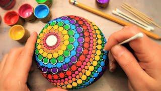 EASY Dot Art Mandala Rock Painting Using ONLY Qtip Toothpick Pencil Lip Balm tool | How To Lydia May