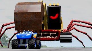 Epic escape from The Lightning McQueen Eater, Excavator Eater, Mater Engine Eater |BeamNG.Drive
