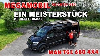 #978 Nikos Meisterstück? Dachterrasse, Markise, Offroad Look | MegaMobil Re-Aktvi 680, MAN TGE 4x4