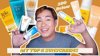 AFFORDABLE SUNSCREENS TO TRY THIS 2022! - MY TOP 5 SUNSCREENS  500 PESOS BELOW / KOREAN AND LOCAL!