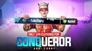 Conqueror Push With Only 1v4 Clutches in Arbi Lobby  | Falinstar Gaming  | Pubg Mobile