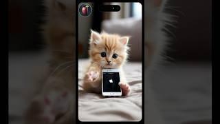 Kitten plays with iPhone for the first time! 