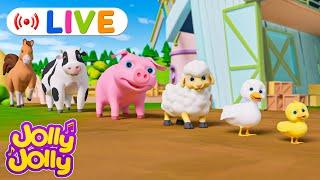 LIVEOld MacDonald had a farm, Five little ducks + More | Jolly Jolly & Animals - Best Kids Songs!