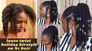 Holiday Hairstyle 1| Easy Loose Twist Holiday Hairstyle on 4c hair, no added hair!