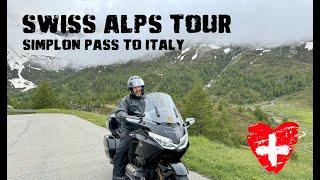 Goldwing Motorcycle Tour. Simplon Pass in the rain and over to Italy for lunch