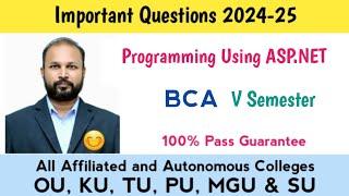 Programming using ASP.NET Important Questions 2024-25 UG Degree BCA V Semester 5th Sem Imp OU PU