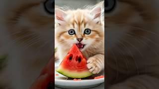 cute kitten eating watermelon #cat #catfunny #catvideos #kitten #funnycatvideos