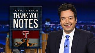 Thank You Notes: Texas Tech Logo, Spring Break | The Tonight Show Starring Jimmy Fallon